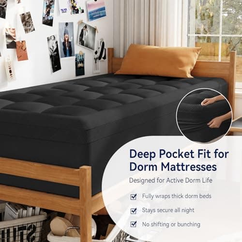 ELEMUSE Twin XL Dorm Dual Layer 3 Inch Memory Foam Mattress Topper for College, Dorm Room Essentials, 2 Inch Cooling Gel Foam and 1 Inch Soft Pillow Top Bed Pad,Back to School,Black - Thumbnail 5