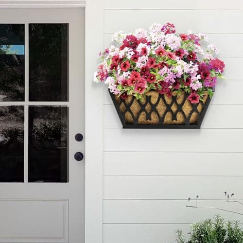 Karlliu 4 Pack 16 Inch Window Boxes Planters Railing Planter Box with Coco Liners Deck Railing Planter Boxes Balcony Hanging Flower Box for Outdoor Plants Garden Decor - Thumbnail 6