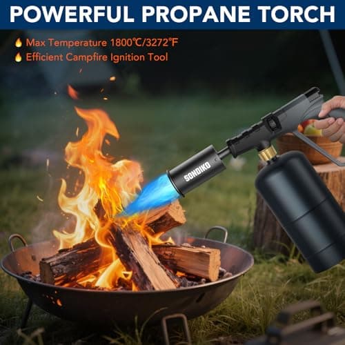 Sondiko Powerful Propane Torch Gun, Cooking Torch for Sous Vide, Charcoal Starter and Steak Searing, Best for Outdoor BBQ Party and Camping, Gray & Black, Gas Welding Kits(Tank Not Included) - Thumbnail 2