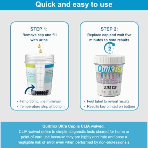 QuikTox Ultra Cup Multi-Drug Screen Test, 12 Panel, 25 Pack - Thumbnail 5