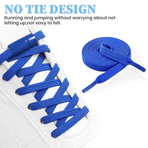 Neo-wows Flat Elastic No Tie Shoe Laces for Sneakers, Stretch Tieless Shoelaces for Kids & Adults, Flat Shoes Strings - Thumbnail 4