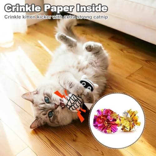 Retro Shaw Catnip Toys, 4 Pack, Fun Cat Toys with Crinkle Sound Inside, Ideal Interactive Kitten Toys for Indoor Cat Nip Kitty Kicker Pet Toy, 3.7Inches - Thumbnail 5