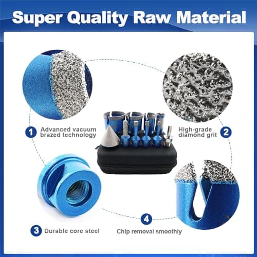 Diamond Core Drill Bit Set - BRSCHNITT 10pcs Tile Hole Saw Kit Diamond for Porcelain Tile Ceramic Marble Granite Drilling,Finger Chamfer Bit - Thumbnail 5