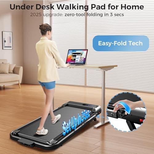 Walking Pad with Incline, 2.5HP Walking Pad Treadmill, 3 in 1 Portable Under Desk Treadmills for Home Small Space, Foldable Folding Home Treadmill with Remote Control, 350LBS Capacity - Thumbnail 4