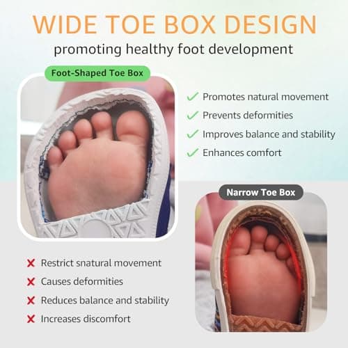 STQ KIDS Toddler Wide Toe Box Barefoot Shoes Boys Sneakers Zero Drop Non-Slip Kid Tennis Running Shoes Comfort First Walking Shoe Outdoor Activities School Black White Toddler Size 10 - Thumbnail 4