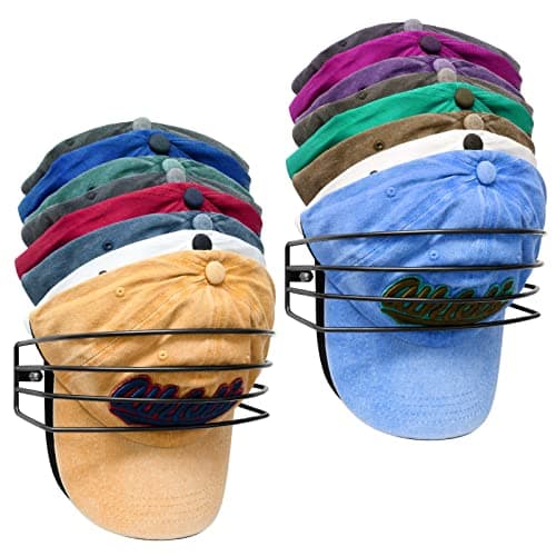 Fikoksol 2 Pack Hat Rack for Baseball Caps, Wall Mounted & Adhesive Hat Organizer, Metal Hat Rack Holder Storage Holds Up to 30 Caps for Narrow Wall Door Closet Organizers and Storage Space Saver - Image 1
