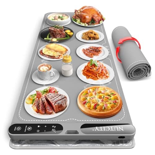 Food Warming Mat Extra Large, 40" x 15" — No Open Flame & No Bulky Heating Stand Required — Foldable Silicone with 7 Temp Settings & 8-Hour Timer for Party, Gathering & Daily Use - Image 1
