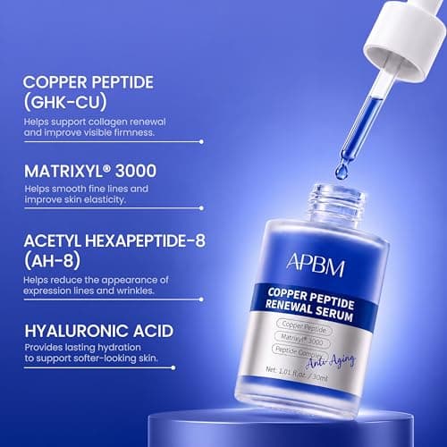 APBM Copper Peptide Serum for Face | GHK-Cu + Matrixyl 3000 + Hyaluronic Acid | Anti-Aging Firming Serum for Fine Lines, Wrinkles & Loss of Elasticity | 1.01 fl oz - Thumbnail 3