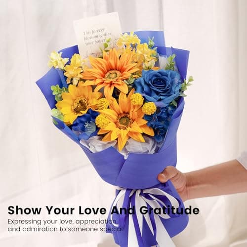TINGE TIME Preserved Flowers Bouquet, Sunflower and Rose Bouquet, Flowers for Delivery, Graduation Gifts Teacher Appreciation Gifts Birthday Flowers Gifts for Women Mom Grandma Wife Friends - Thumbnail 6