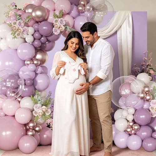 NUTTYBASH Dusty Purple Balloon Garland Arch Kit 126Pcs Light Pink Lavender Purple and Sand White Balloons for Birthday Baby Shower Bridal Shower Wedding Party Decorations - Thumbnail 5