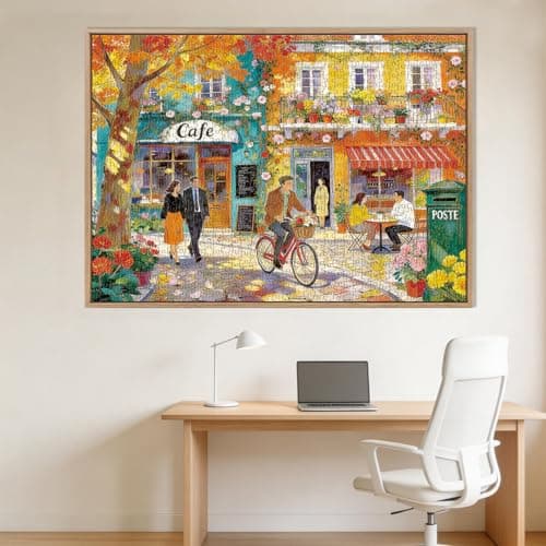 Romantic Cafe Puzzles for Adults 1000 Pieces,Impossible Hard Difficult Challenging Jigsaw Puzzles for Adults 1000 Pieces,Puzzle with Letters on Back,Recycled Paper Jigsaw Puzzle(27.6"x19.7") - Thumbnail 2