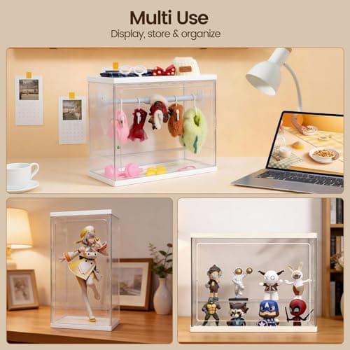 Clear Doll Wardrobe Storage Box Compatible with Labubu 15/17cm Doll Clothes & Accessories, Clear Display Box Shelf, Includes 10 Hangers, 1 Rod & 2 Supports, Stackable - Thumbnail 6