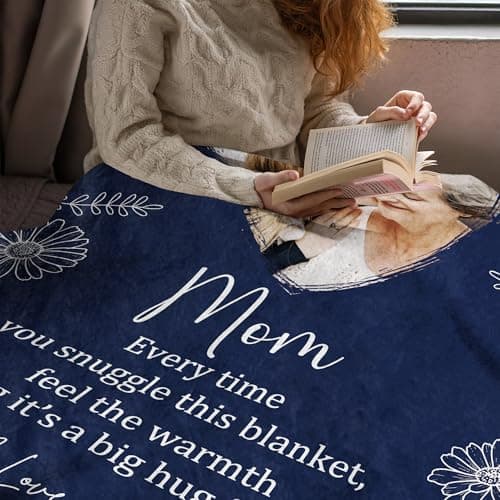 KUKULIKI Ships Next Day, Personalized Christmas Mom Blanket Gift, Custom Blanket with Kids Name and Birth Month Flowers, Birthday Gifts for Mom from Daughter Son, Personalized Gifts for Grandma,Wife - Thumbnail 5