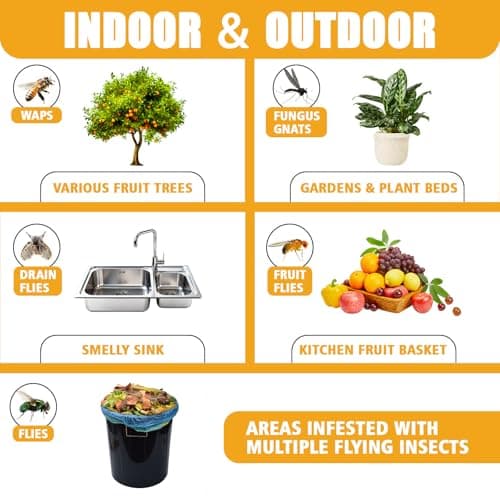 Osspeh Sticky Fruit Fly Trap Ball, Flying Traps Outdoor and Bugs Sticky Ball, Sticky Fly Gnat Mosquito Bugs Flying Killer and Insects Trap Ball Traps(6pcs Yellow) - Thumbnail 3