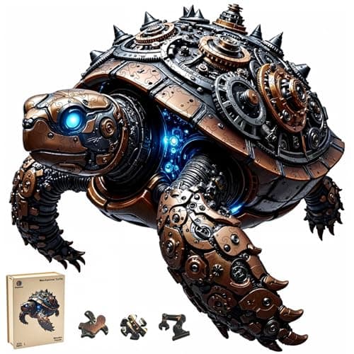 Sea Turtle Wooden Puzzle for Adults 300 Piece, Unique Shape Wooden Jigsaw Puzzle for Adults, 3D Vision Effect, Fun Challenging Mechanical Turtle Puzzle Gift for Friend Family Game Wall Decor 15*14.9in