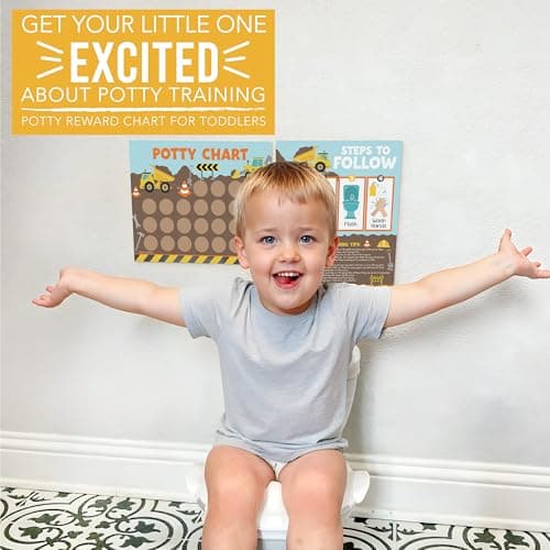 Hadley Designs Potty Training Chart for Toddlers Boys -10 Sticker Potty Chart for Toddlers Boys, 8.5x11" Potty Training Sticker Charts for Toilet Success, Construction Toddler Reward Chart for Kids - Thumbnail 5