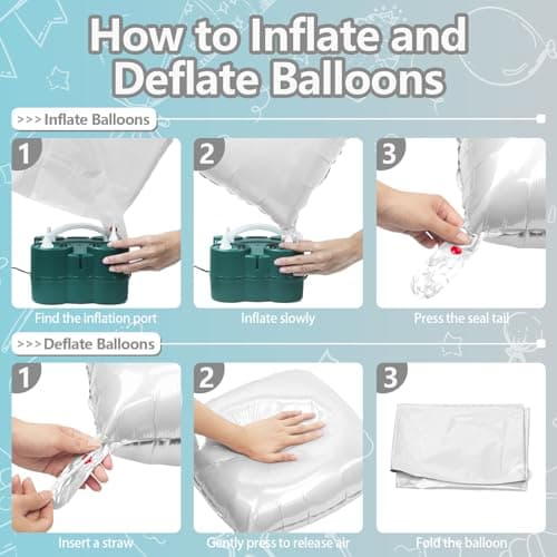 NISOCY 25PCS Pearl White and Light Blue Square Foil Balloons Wall Backdrop Double Sided Blue and White Balloons Arch Kit for Bridal Baby Shower Wedding Engagement Birthday Theme Party Decorations - Thumbnail 3