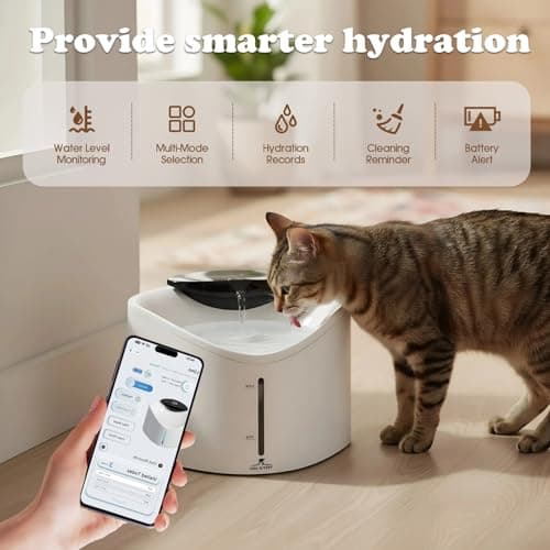 Wireless Cat Water Fountain with Smart App Monitoring, BPA-Free Ensure Safety, 2.5L/84oz Pet Water Fountain, Increase Water Intake, Ultra-Quiet Automatic Cats Dog Dispenser with Hydration Tracking - Thumbnail 3