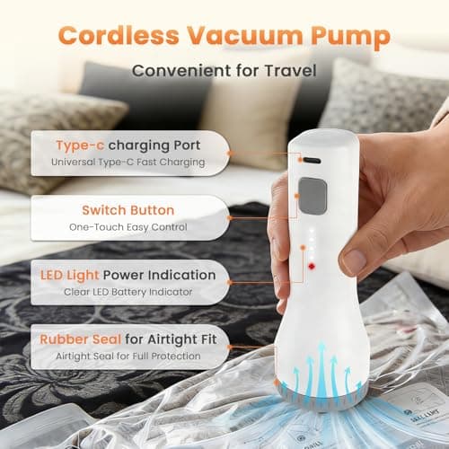 AURYAO 18 Pack Vacuum Storage Bags for Travel with Cordless Pump - Thumbnail 4