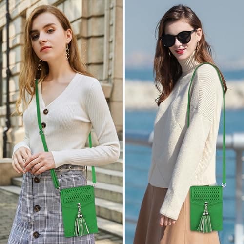seOSTO Womens Small Crossbody Bag, Tassel Cell Phone Purse Holder Wallet, Purses Gifts for Teen Girls - Thumbnail 2