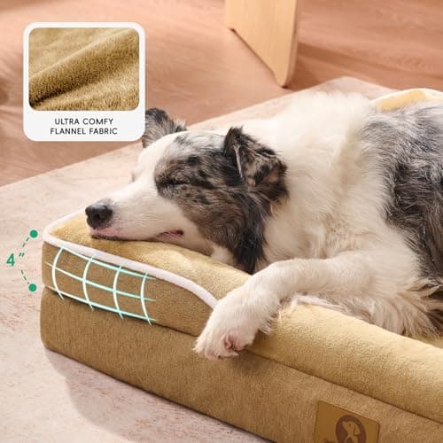 Homemate Dog Bed Large Sized Dog: 42x30 inch Orthopedic Large Dogs Bed XL Outdoor Pet Cat Bed Sofa Supplies with Toy Dogs Crate Pad Couch with Removable Washable Cover & Non-Slip Botton Brown - Thumbnail 5