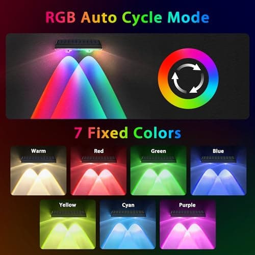 Solar Fence Lights Outdoor - 8 Pack RGB Fence Lights Solar Powered, 7 Color Modes & Warm White, IP67 Waterproof Dusk to Dawn Solar Powered Lights 12+ Hours for Fence/Backyard/Wall/Step/Patio/Deck - Thumbnail 2
