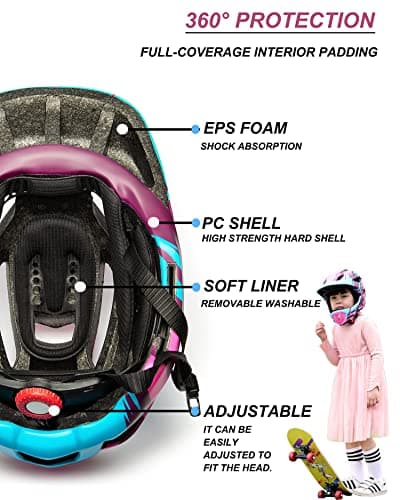Natuway Toddler and Kids Full Face Helmet, Girl and Boy BMX Multi-Sport Detachable Mountain Dirty Bike Helmet Around 3-12 Years Head Circumference. - Thumbnail 6