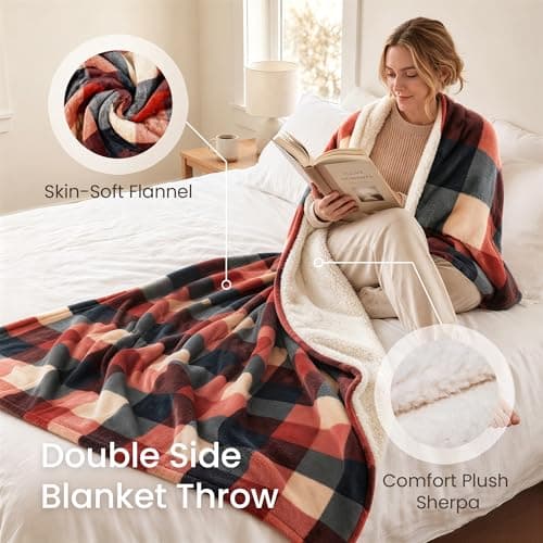 GOTCOZY Heated Blanket Electric Throw 60''X70''- Electric Throw Blanket with Extra Large Size 6 Heating Level & 9 Time Settings Heating Blanket, Machine Washable (Check RedBlack) - Thumbnail 4