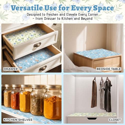 STRN Drawer Liners for Dresser, Linen & Baby Powder Scented Fragrant Drawer Liner 12 Sheets, Non-Adhesive Drawer Paper Liner for Bedroom Shelf Closet, Shoe Chest - Thumbnail 5