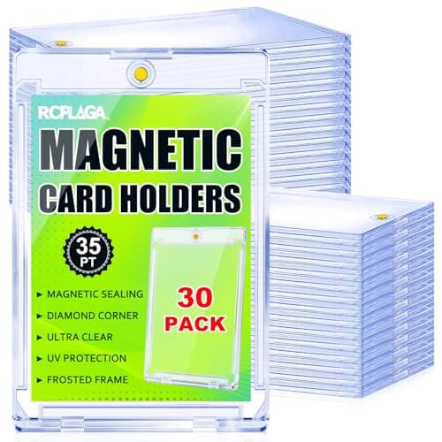 30ct Magnetic Card Holders for Trading Cards, 35pt One Touch Clear Acrylic Card Cases, U-V Waterproof Hard Plastic Protectors for Sports, Baseball, Football, TCG, Game Collectible Cards - Image 1