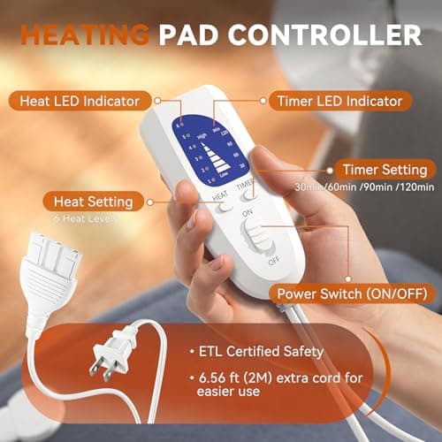 reliefRX Mothers Day Gifts Snug-Fit Heating Pad for Neck,Shoulders & Back - 4-Strap Ultra Secure Fit, CoreMatrix™ Rapid Heating, Pain Relief, Soft Washable Fabric, 6 Heat, 4 Timers- Gray - Thumbnail 5