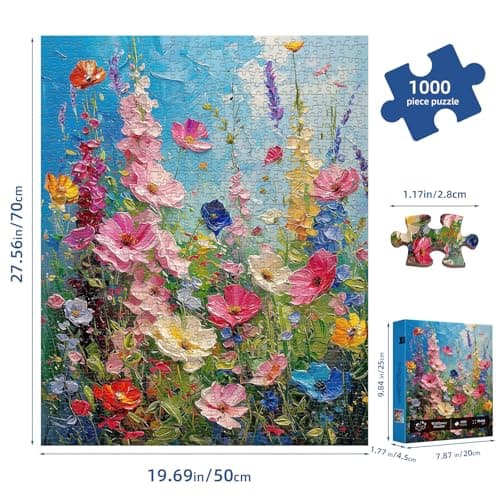 1000 Piece Puzzle for Adults,Difficult Challenging Jigsaw Puzzle,Colorful Wildflower Impossible Puzzle,Hard Puzzle for Adults,Gift for Mom,Stress Relief Puzzle - Thumbnail 5