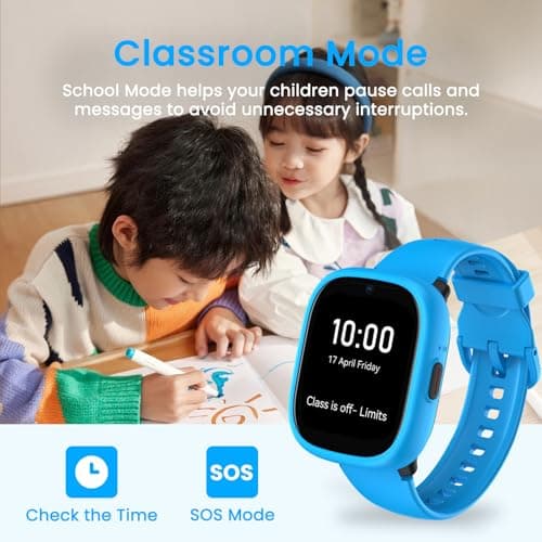 LAGENIO K3 Smart Watch for Kids with GPS Tracker, 1.7 Inch HD 4G Smartwatch with Video Calls, Texting, and Parental App, SOS, Music, Alarm Clock, School Mode, IP68 Waterproof for Ages 5-12 - Thumbnail 5