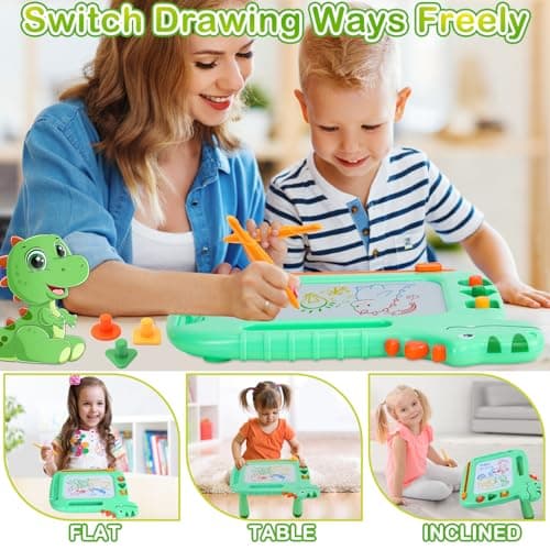 Toddler Toys 2-3, Dinosaur Magnetic Drawing Board Toys for 1 2 3 Year Old Boy Girls,Colorful Magna Sturdy Doodle Board Kids Toy, Etch Sketch Educational Toy for Toddlers 1-3 Christmas Birthday Gifts - Thumbnail 5