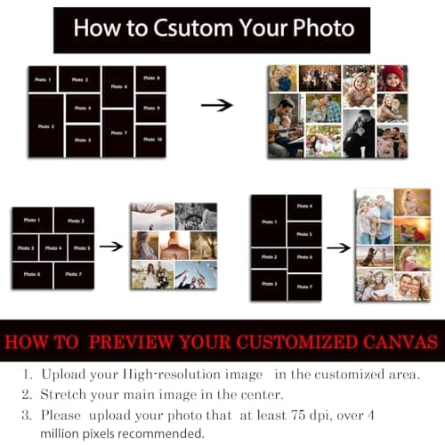 ZHIYYHAO Multi Photo Collage Custom Canvas Wall Art Framed Customize Picture Canvas Prints with Your Photos Wall Art Living Room Bedroom Study room Home Decor for Kids Family Lover Wedding (CF-4, 24.00L" X 16.00W'' ) - Thumbnail 6