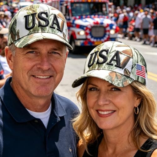 LELVK 4th of July Accessories USA Hats for Women Men, Embroidered Cotton American Flag Baseball Cap for Golf Travel Daily Wear - Thumbnail 4