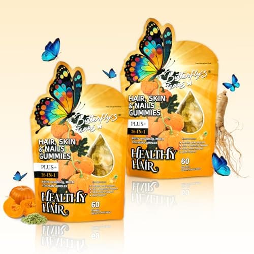 BUTTERFLY'S TEAR Hair, Skin & Nails for Women, Gummies with 10000mcg Biotin & Collagen Complex,Strong Vibrant Hair, Supports Shiny Nails, Healthy Skin, Extra Strength (Pineapple Flavor, 120 Count)