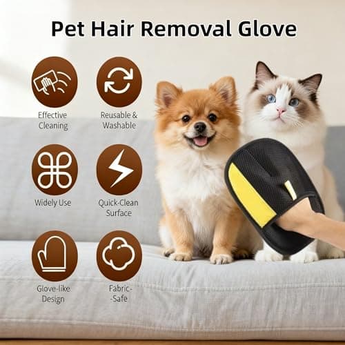 Sibkuy Cat Hair Remover Furniture,Electrostatic Pure Path Pet Dog Hair Remover Glove for Dogs Cats,Reusable & Washable Yomi Pet Hair Removal Gloves for Furniture Clothes, Couch, Carpet, Car Seat, Bed - Thumbnail 2