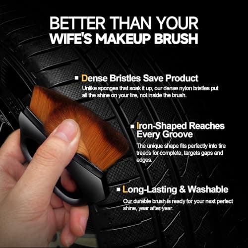 toretark Ceramic Tire Shine Spray — High-Gloss Wet Look Tire Coating with Ultra-Dense Nylon Brush Applicator, UV Protection, Long-Lasting Shine for Car Truck RV Motorcycle (16 Fl Oz) - Thumbnail 3
