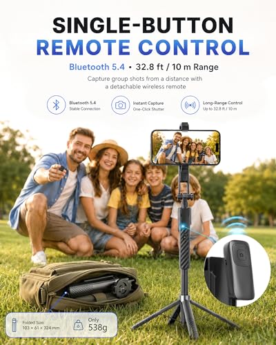 Oldshark 71" Auto Face Tracking Tripod with Light, 1-Sec Quick Setup Magnetic Tripod for iPhone, No App Needed 360° Rotating Phone & Camera Tripod, Content Creator Essentials for TikTok YouTube - Thumbnail 6