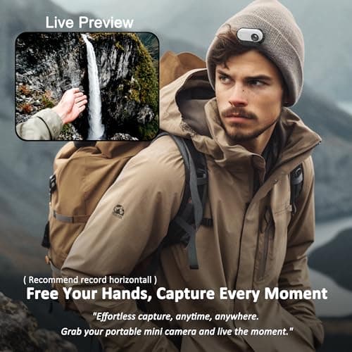 Catchallway Mini Body Camera Action Cam with Auido & Video Recording - 64G IPX7 Waterproof Thumb Size Hands Free Body Worn Cameras - Wearable Portable Camcorder for Work Travel Pet Walk Vlog(White) - Thumbnail 3