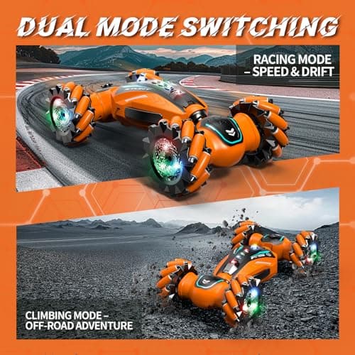 MOMONOVA Gesture Sensing RC Stunt Car with Light Music and Mist Spray for Kids 6+, 4WD Off-Road Drift Remote Control Car, 2.4GHz Glove Remote, Rechargeable Toy Vehicle for Boys and Girls Birthday Gift - Thumbnail 4