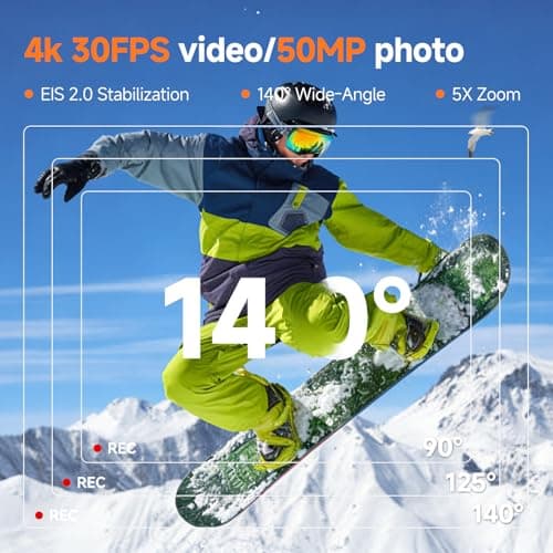 SVBONY SVGo2 4K30FPS Underwater Camera, EIS 2.0 Dual Touch-Screen Waterproof Camera Underwater, 50MP 5X Zoom, Remote Action Camera with Floating Selfie Stick, 2 Batteries for Snorkeling, Skiing - Thumbnail 2