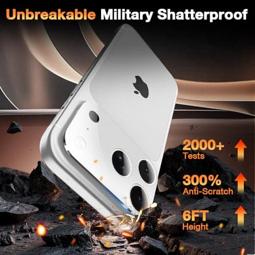 YWXTW [0 Bubbles for iPhone 17 Pro Max Camera Protector, Full Coverage Tempered Glass Lens Screen Protector for iPhone 17 Pro Max Accessories, Case Friendly, HD Clear, 3 Pack (Silver) - Thumbnail 3