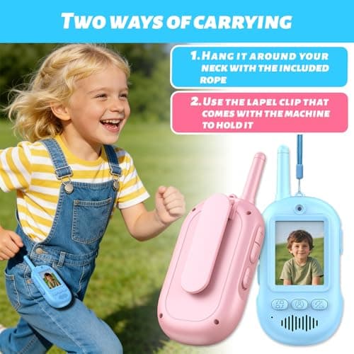 Video Walkie Talkies for Kids, 2 Pack Rechargeable Long Range Video Kids Walkies Talkies with Voice Changer, Outdoor Camping Hiking Indoor Play Toys Birthday for Boys and Girls Ages 3-12 - Thumbnail 5