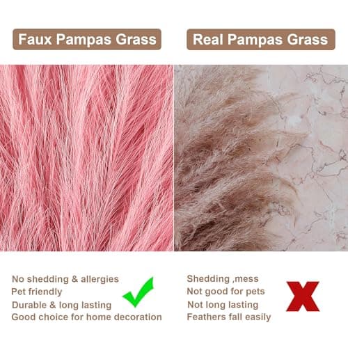 Acfruits Pink Pampas Grass Small, 30 Pcs 17" Faux Pampas Grass Short Decor, Pompas Grass Flower Arrangement and Vase Filler for Boho Home Wedding Decoration - Thumbnail 4
