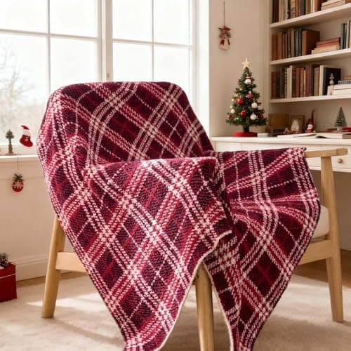 DXRZEXAM Stretch Knit Throw Blanket 47"x59" Soft Fleece Christmas Plaid Blanket All Season Breathable Non-Shedding Cozy for Couch Bed Office Lap Wrap Camping Trip 550GSM Red Black - Image 1