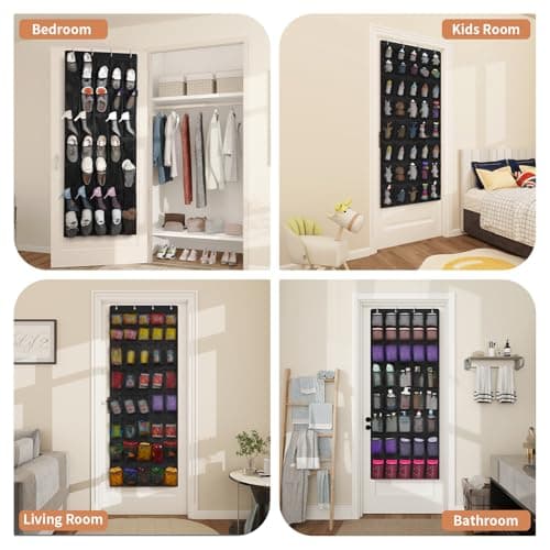 FENTEC 40 Large Pockets Over The Door Shoe Organizer, Mesh Hanging Shoe Organizer Shoe Rack for Closet Mesh Closet Shoe Holder, Over Door Organizer, Shoe Organizer for Wall, Black, 1 Pack - Thumbnail 5