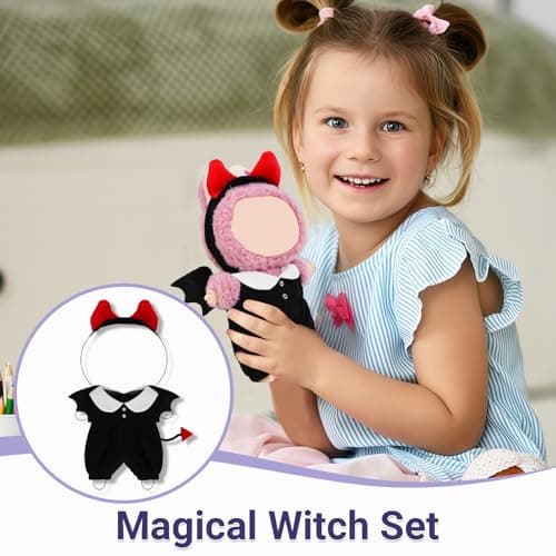Halloween Red Devil Costume Clothes Set with Horn Headband for 15-17cm (4 Inch) Blind Box Dolls - Thumbnail 6