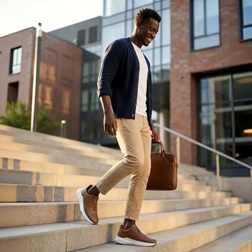 Coostar Mens Brown Dress Shoes with Arch Support Orthopedic Shoes for Men Comfortable Business Work Shoe Brown Size 9.5 - Thumbnail 3